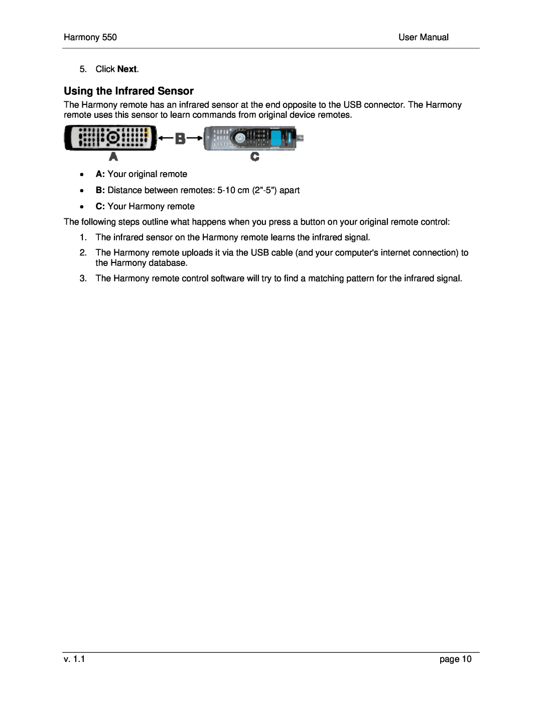 Logitech 550 user manual Using the Infrared Sensor 