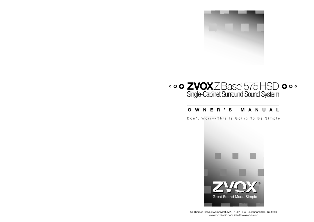 Logitech owner manual ZVOXZ-Base575HSD 