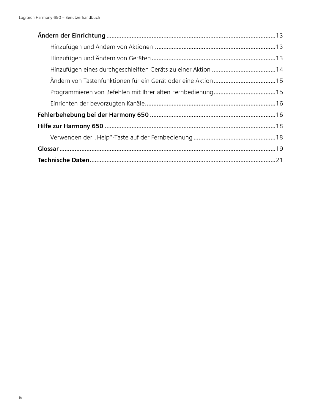 Logitech user manual Logitech Harmony 650 Benutzerhandbuch 