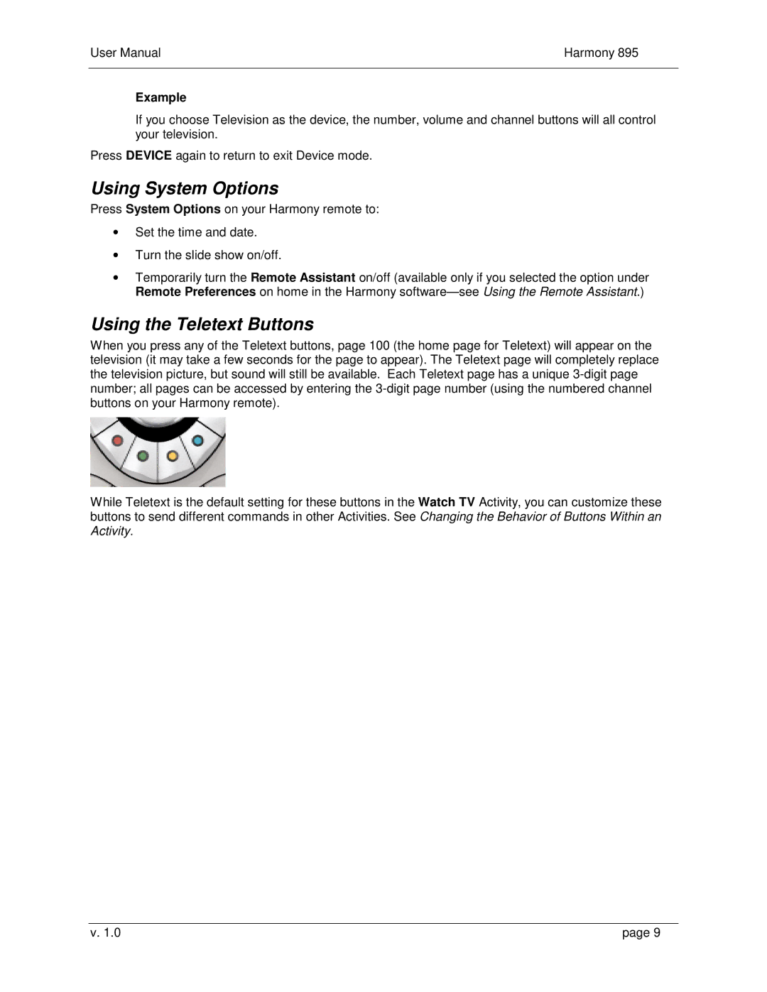 Logitech 895 user manual Using System Options, Using the Teletext Buttons 