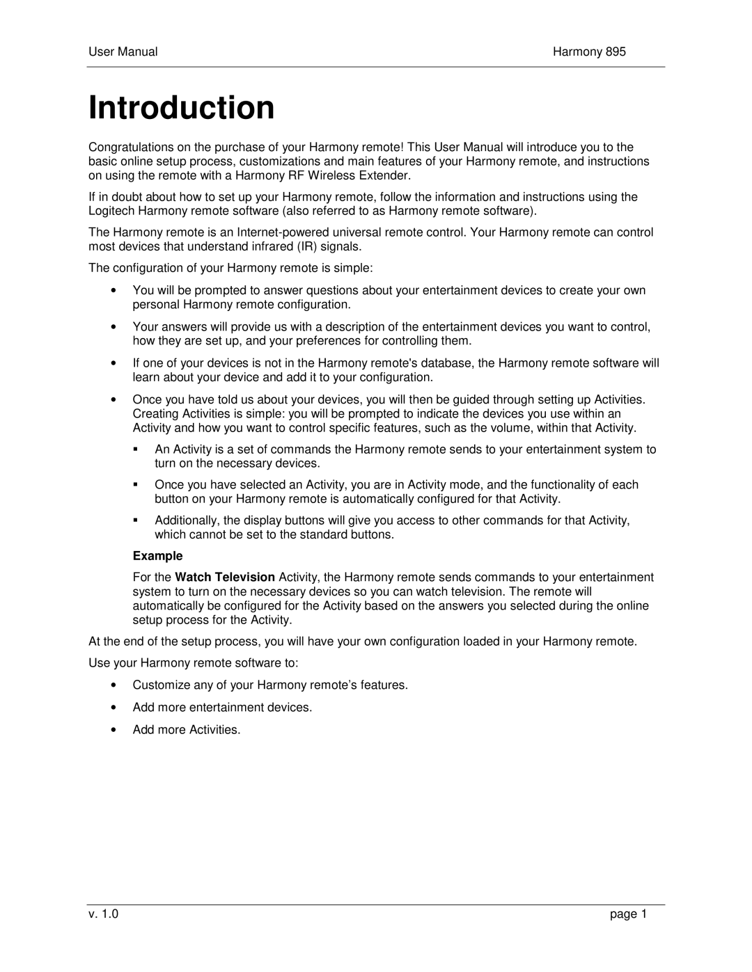 Logitech 895 user manual Introduction, Example 