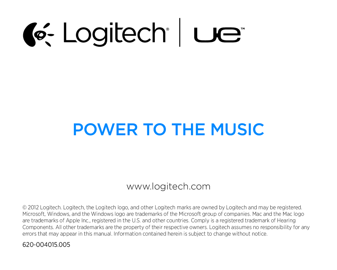 Logitech 900 manual Power to the Music 