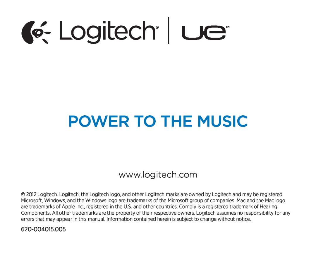 Logitech 900 manual Power To The Music 