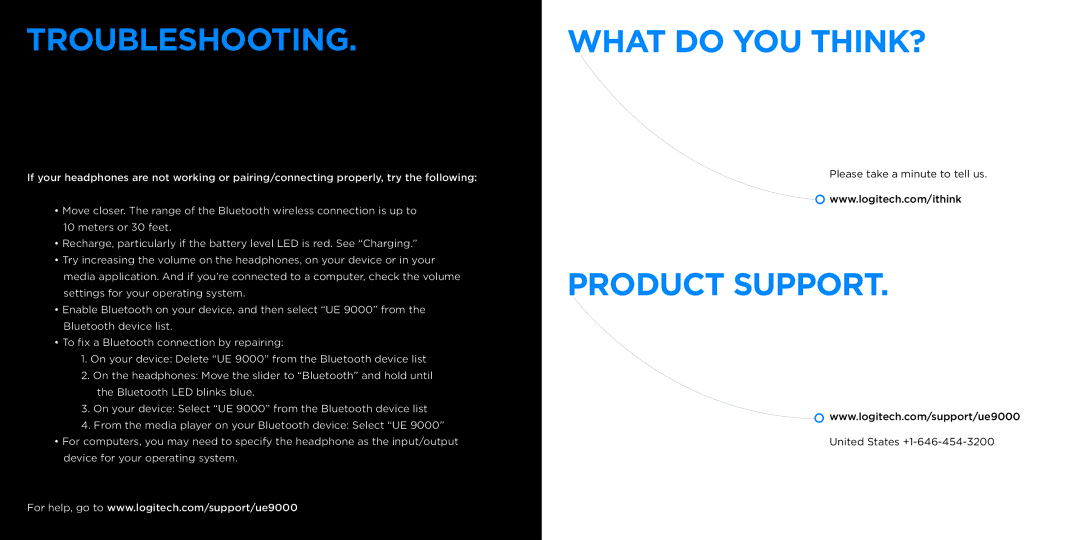 Logitech 9000 manual Troubleshooting, What do YOU THINK?, Product Support 