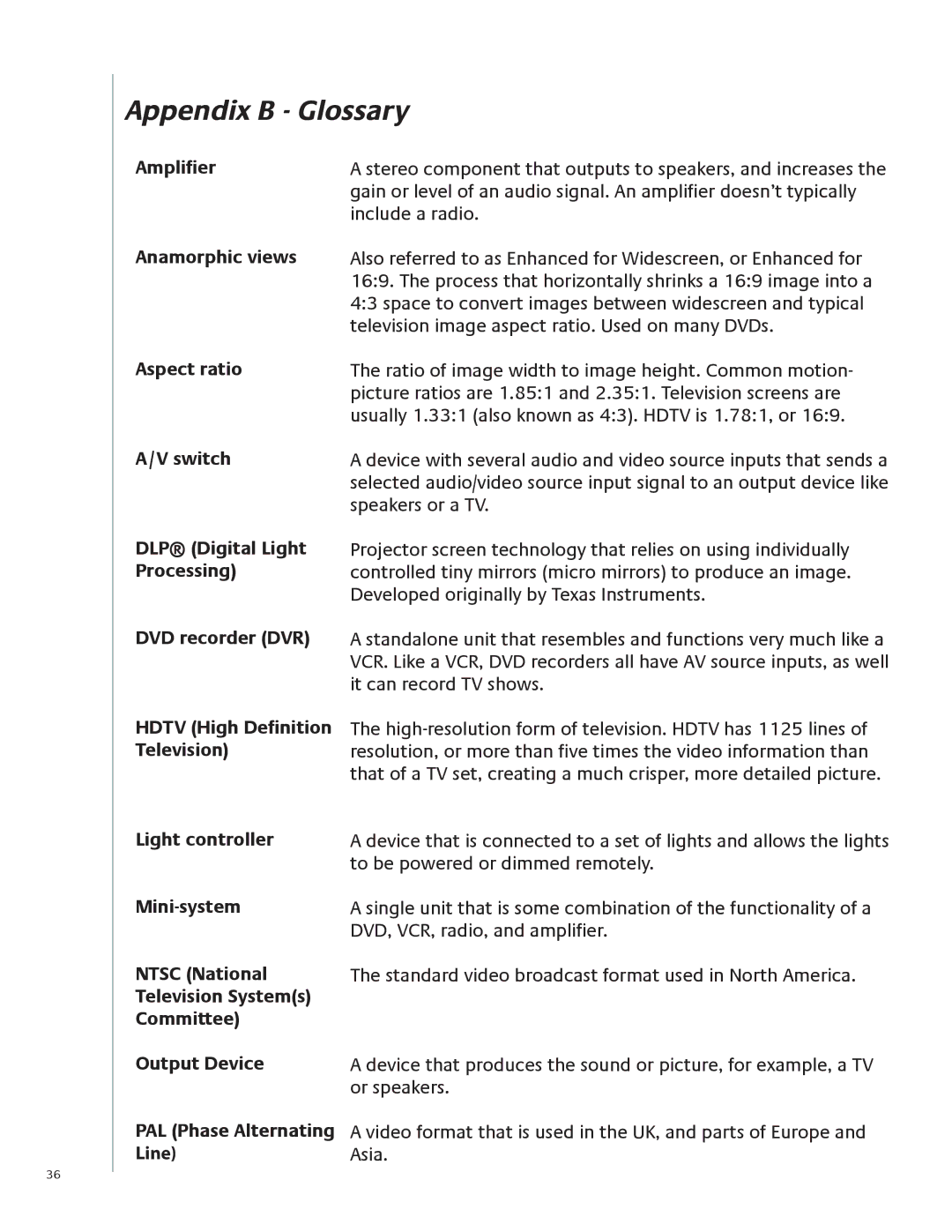 Logitech 915-000099 user manual Appendix B Glossary 