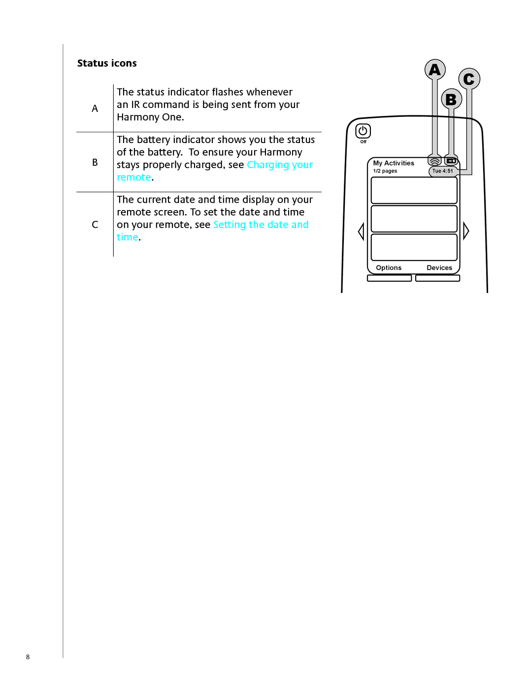 Logitech 915-000099 user manual Status icons 