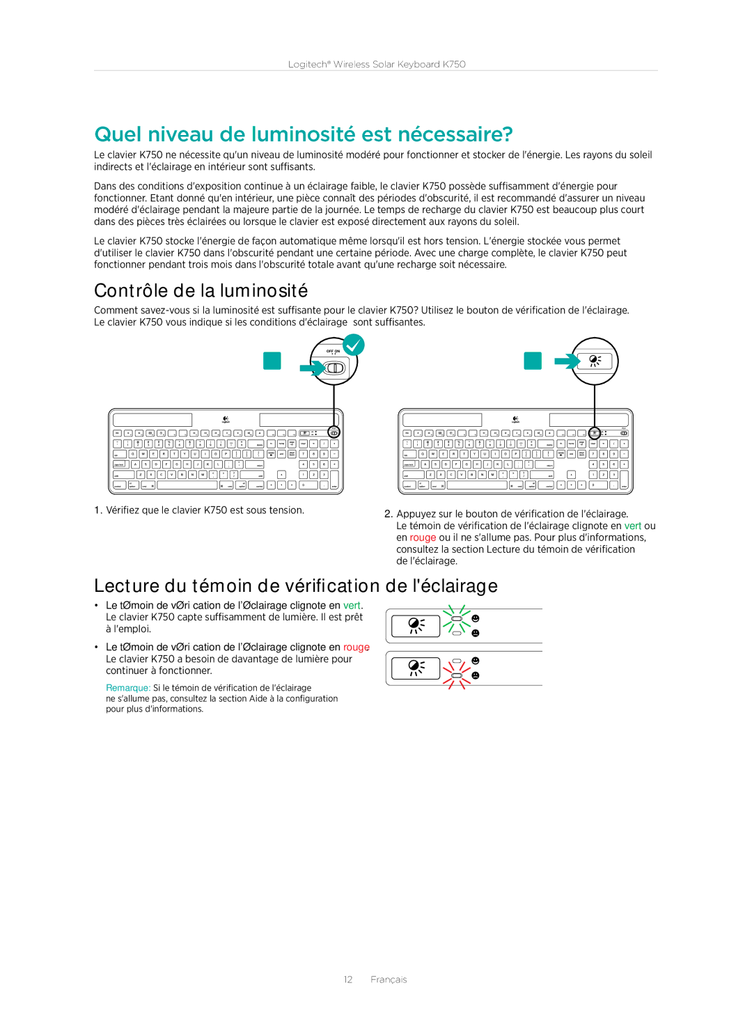 Logitech 920-002912 manual Quel niveau de luminosité est nécessaire?, Contrôle de la luminosité 