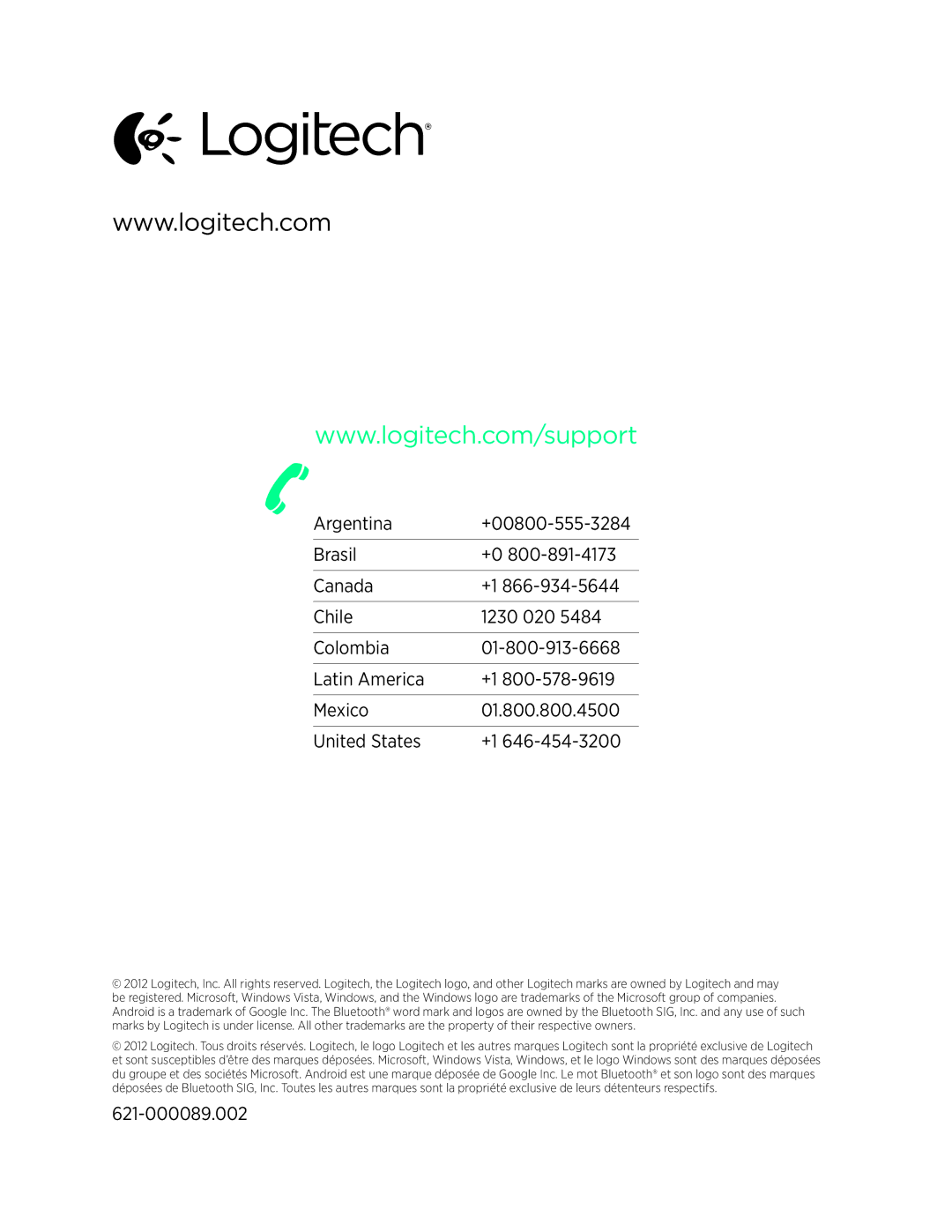 Logitech 920004569 setup guide 621-000089.002 