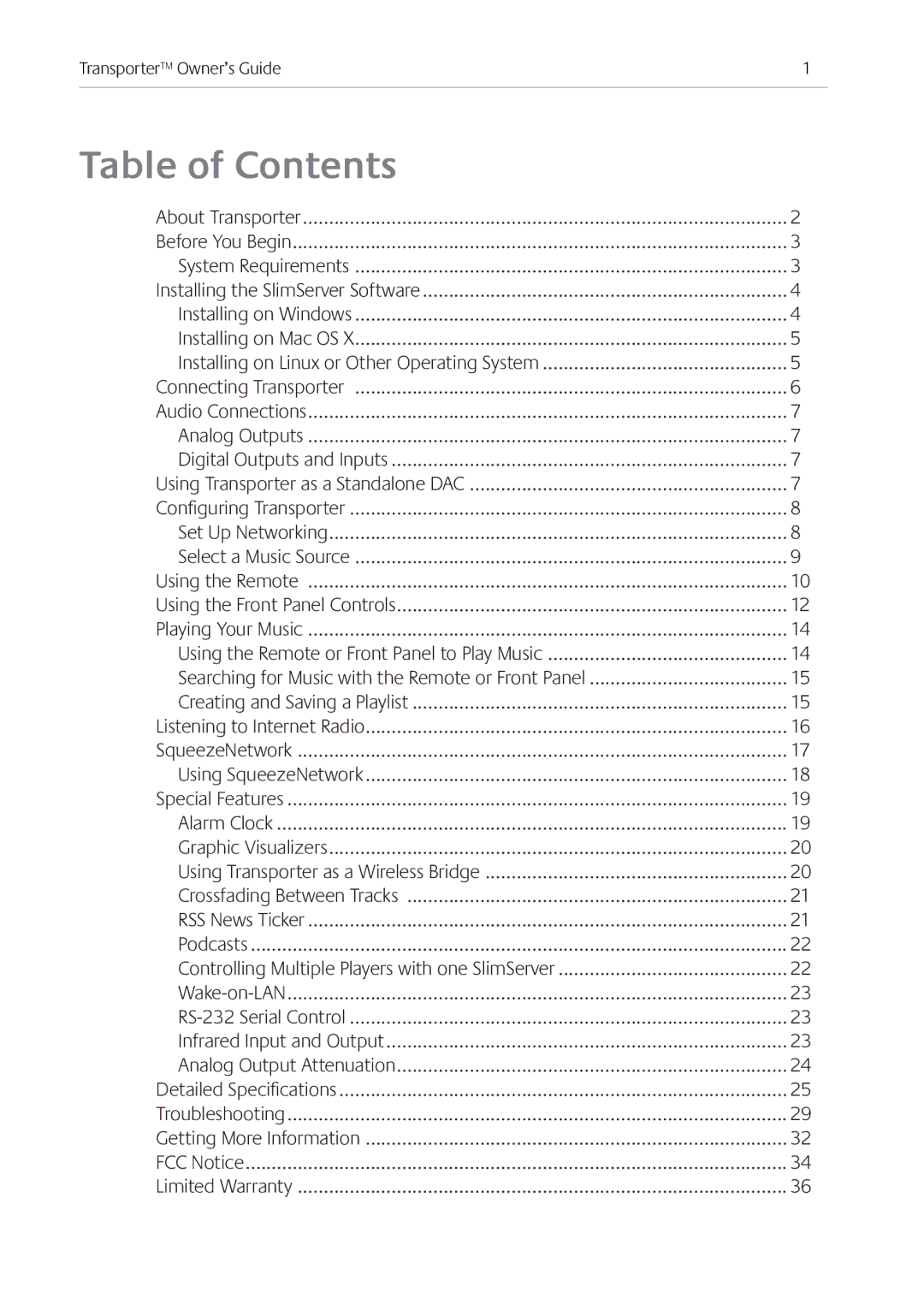 Logitech 930-000011 manual Table of Contents 