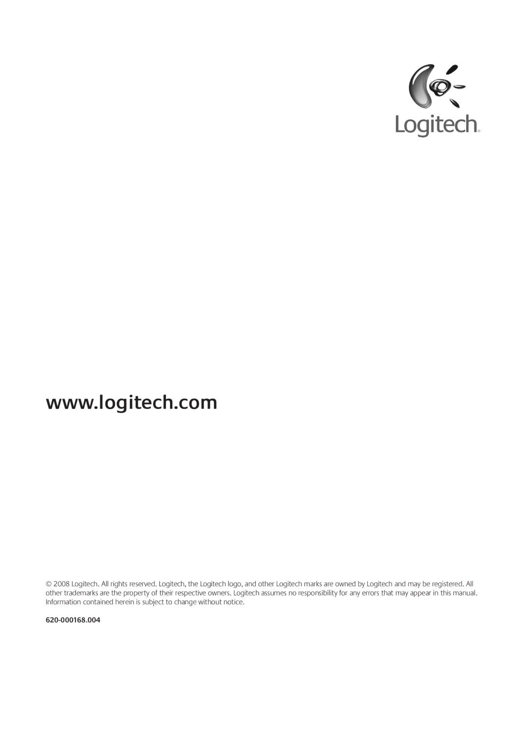 Logitech 930-000011 manual 620-000168.004 