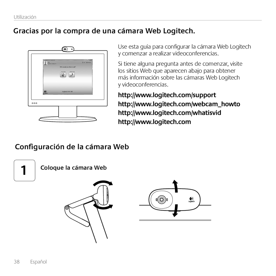 Logitech 960-000880, C110 manual Gracias por la compra de una cámara Web Logitech, Configuración de la cámara Web 