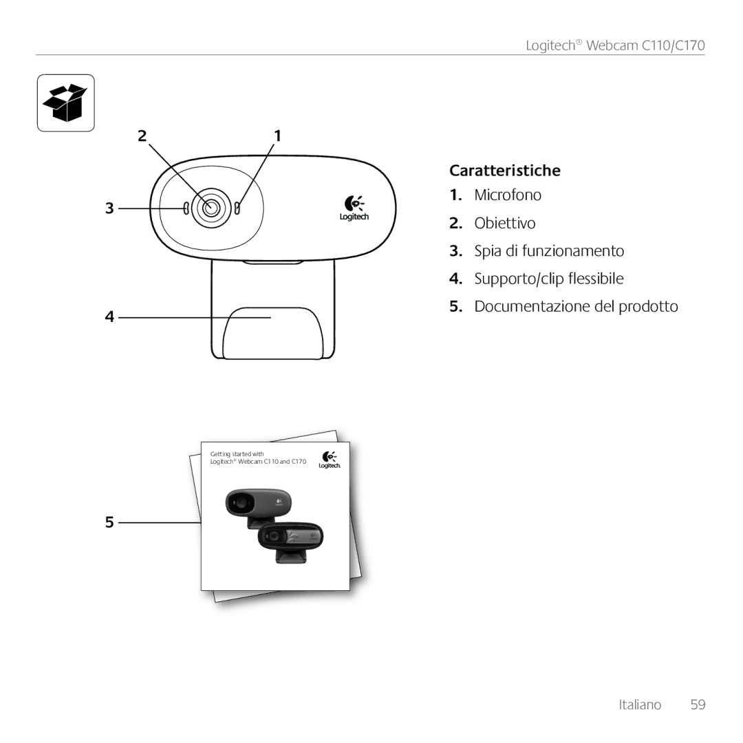 Logitech C110, 960-000880 manual Caratteristiche 