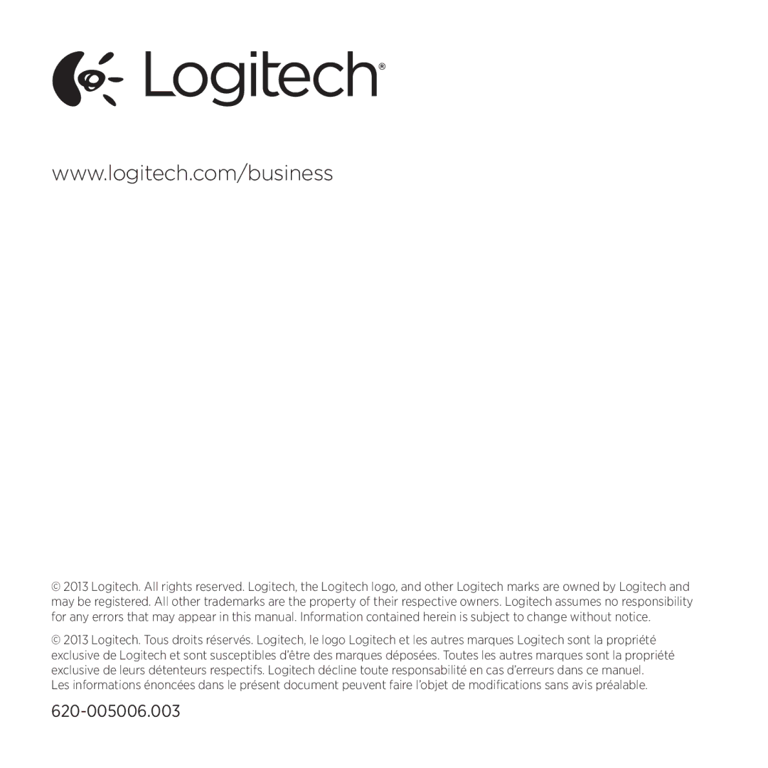 Logitech 960000971 manual 620-005006.003 