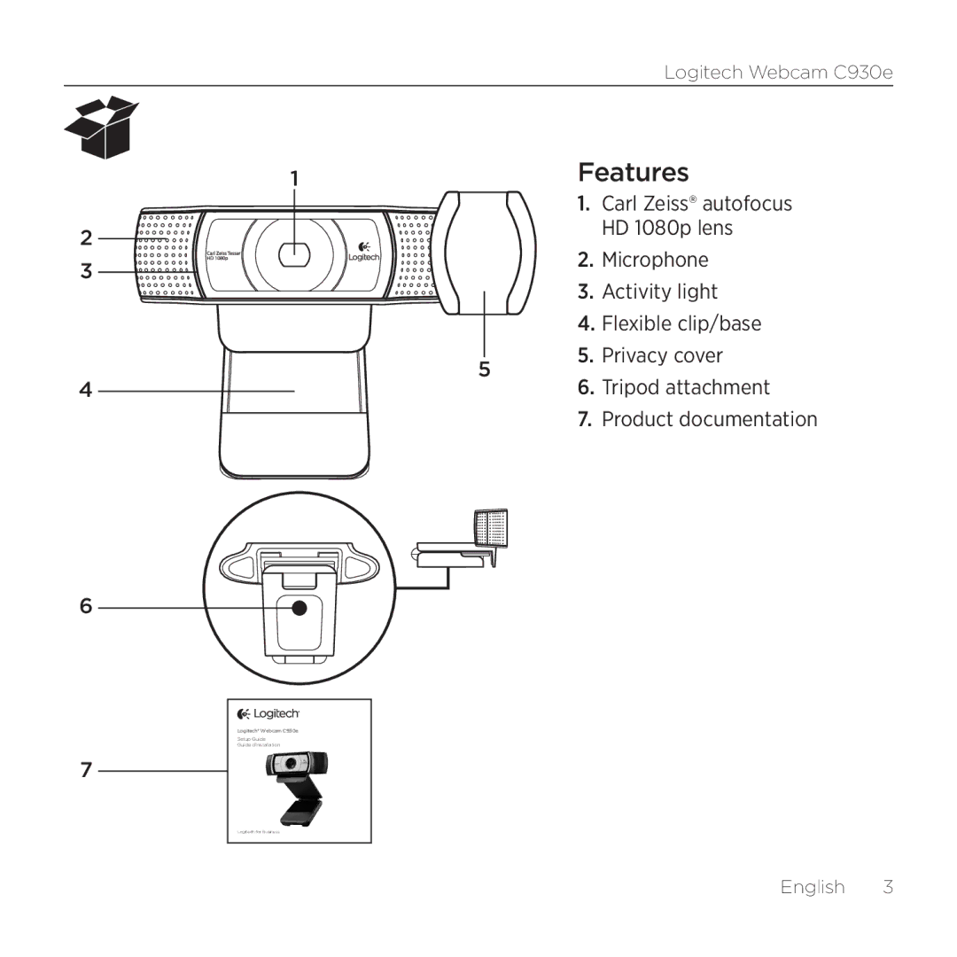 Logitech 960000971 manual 1Features 