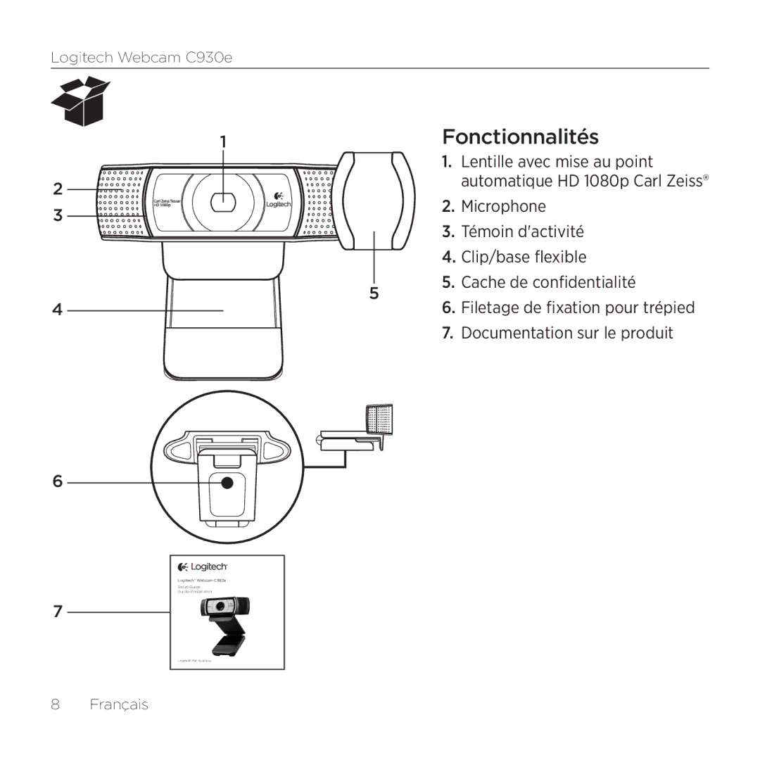 Logitech 960000971 manual 1Fonctionnalités 