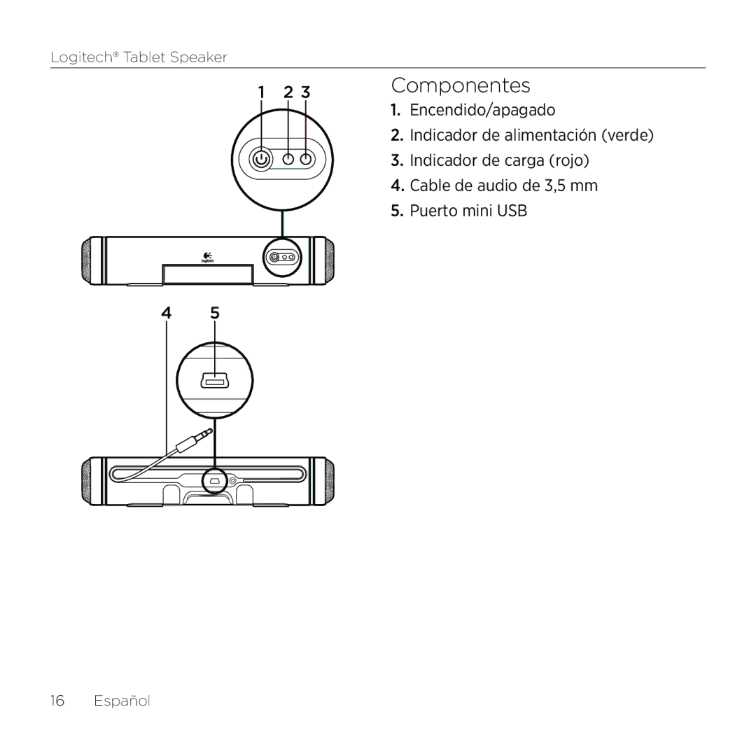 Logitech 984-000193 manual Componentes 