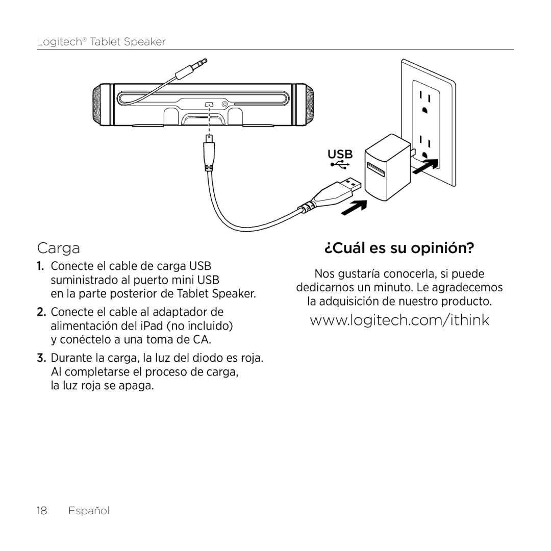 Logitech 984-000193 manual Carga, ¿Cuál es su opinión? 