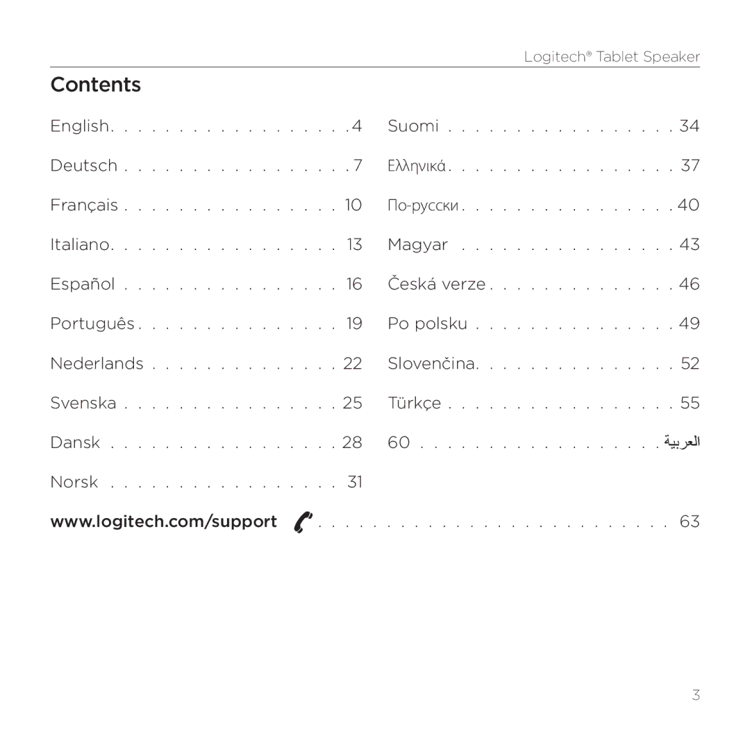 Logitech 984-000193 manual Contents 