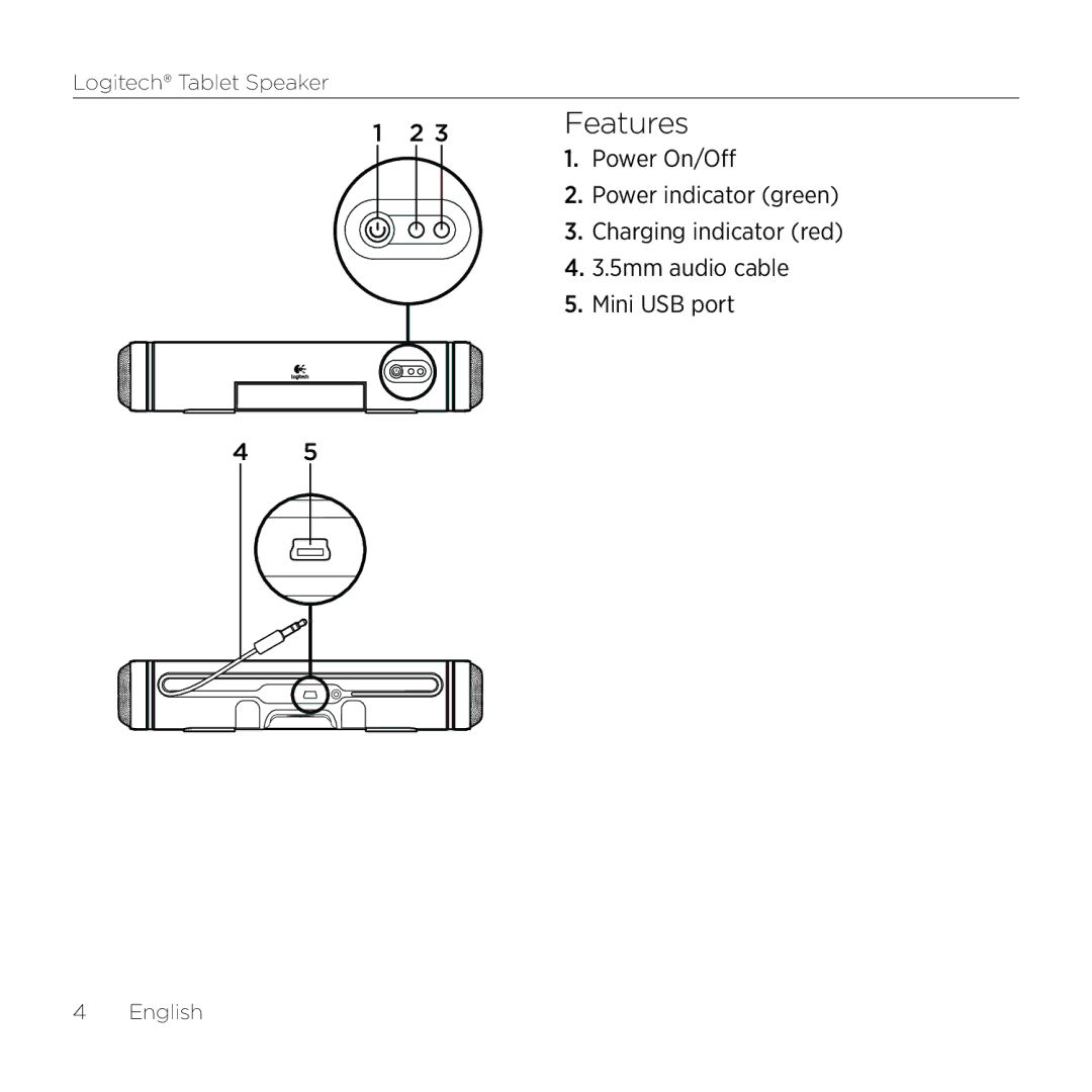 Logitech 984-000193 manual Features 