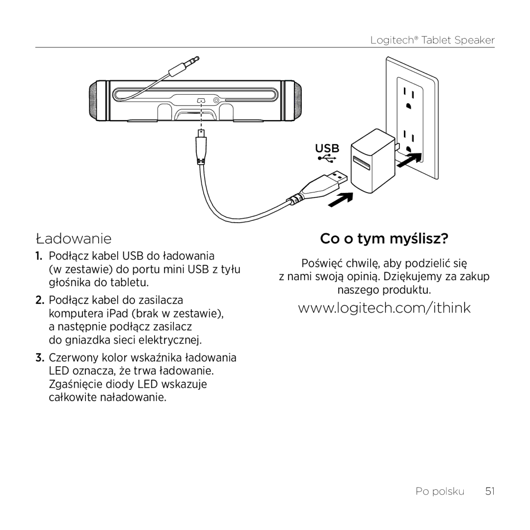 Logitech 984-000193 manual Ładowanie, Co o tym myślisz? 