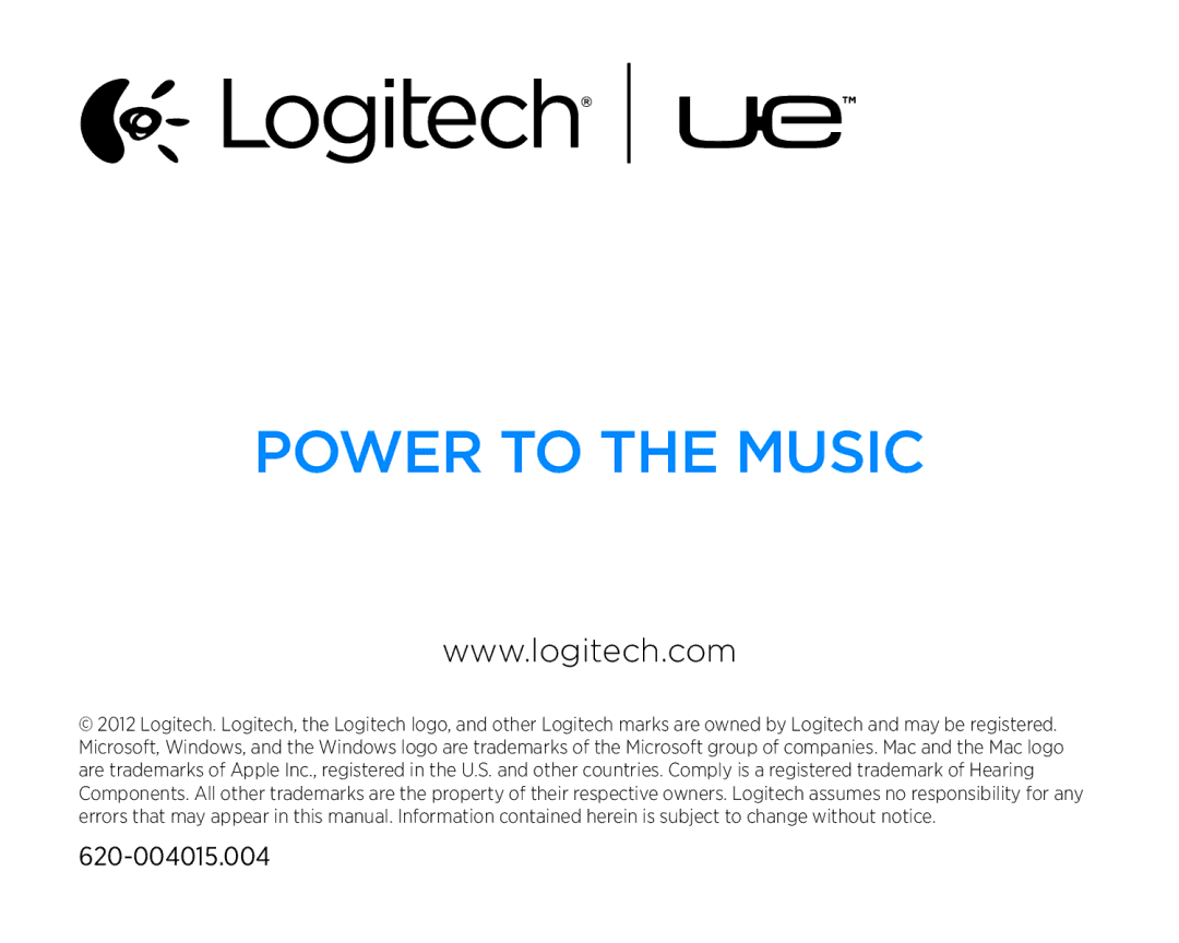 Logitech 985-000381 manual Power to the Music 