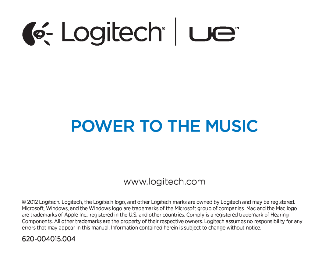 Logitech 985-000381 manual Power To The Music 