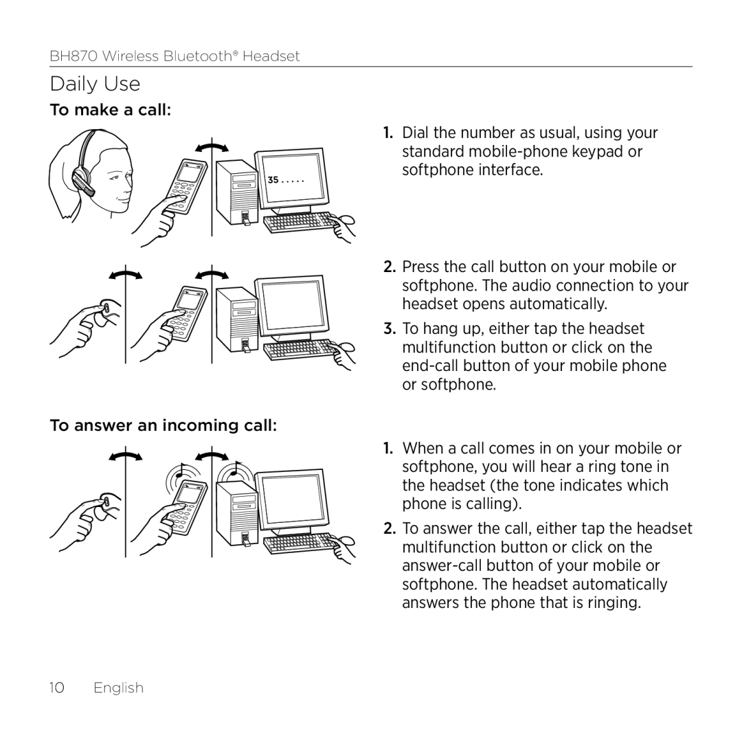 Logitech BH870 manual Daily Use 