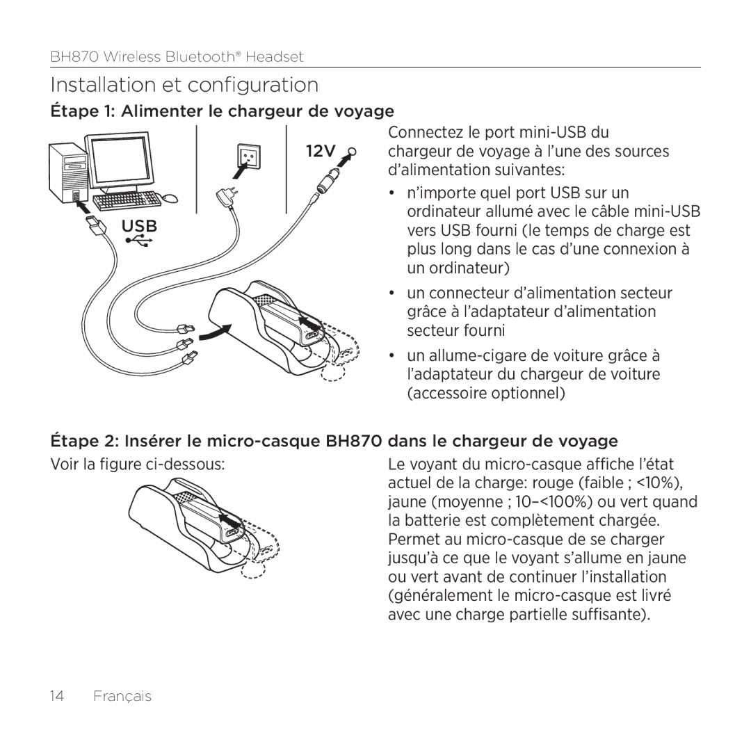 Logitech BH870 manual Installation et configuration 