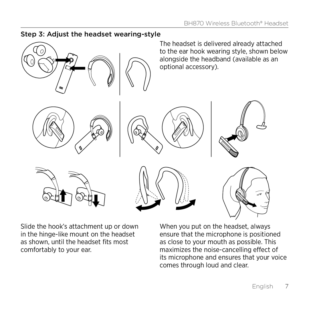 Logitech BH870 manual English 7 