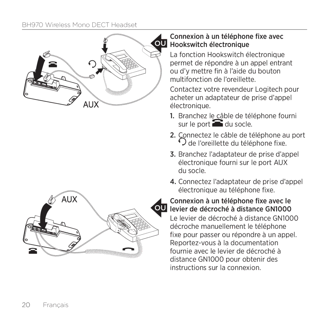 Logitech manual BH970 Wireless Mono Dect Headset 