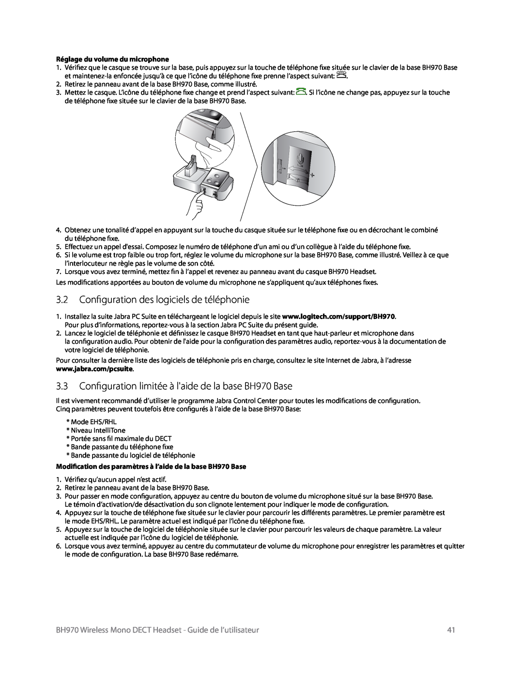 Logitech BH970 manual 3.2Configuration des logiciels de téléphonie 