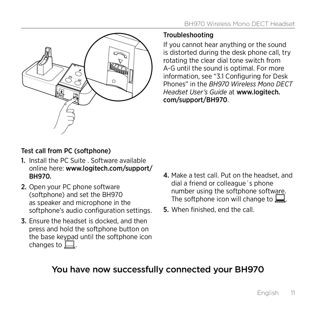 Logitech manual You have now successfully connected your BH970 