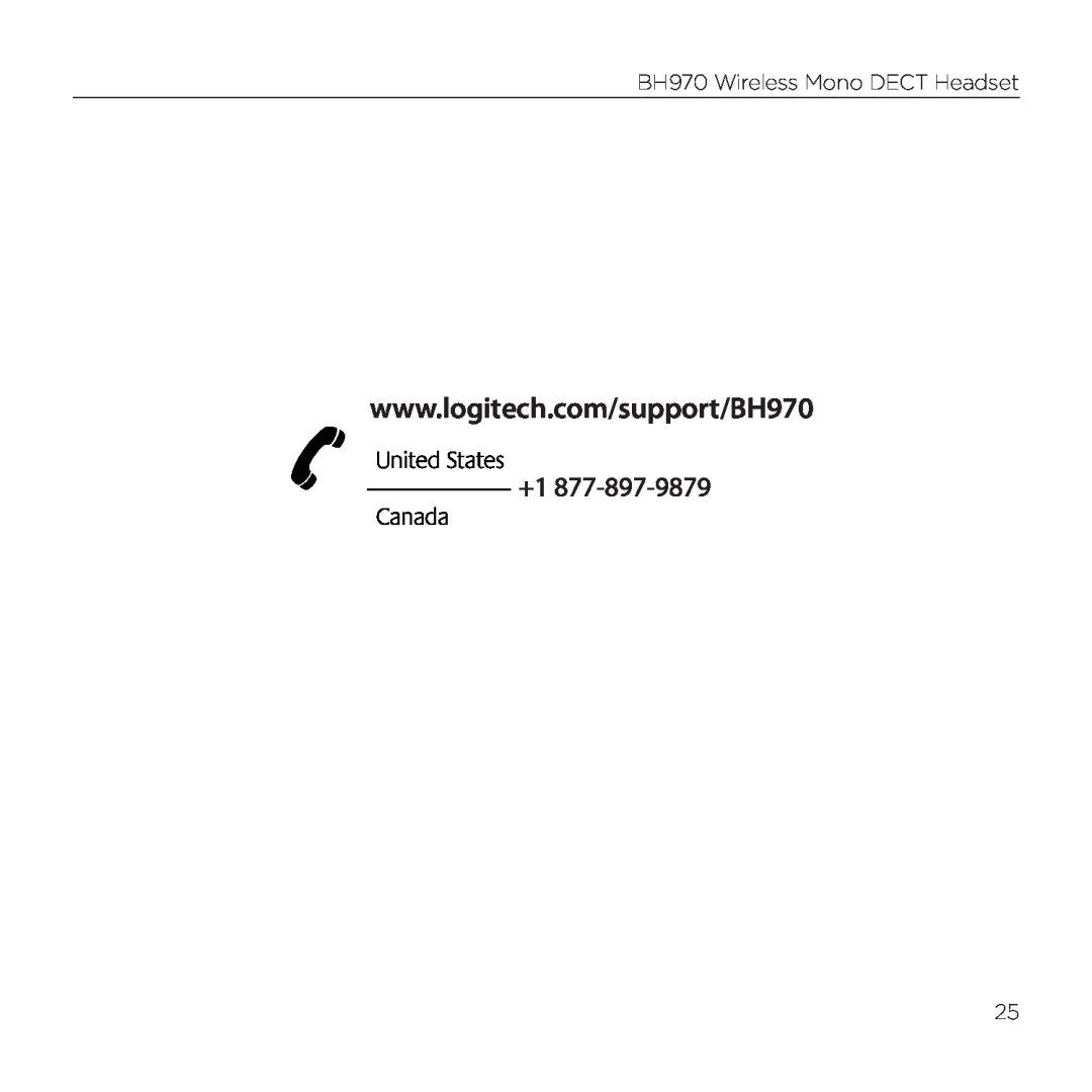 Logitech manual BH970 Wireless Mono DECT Headset 