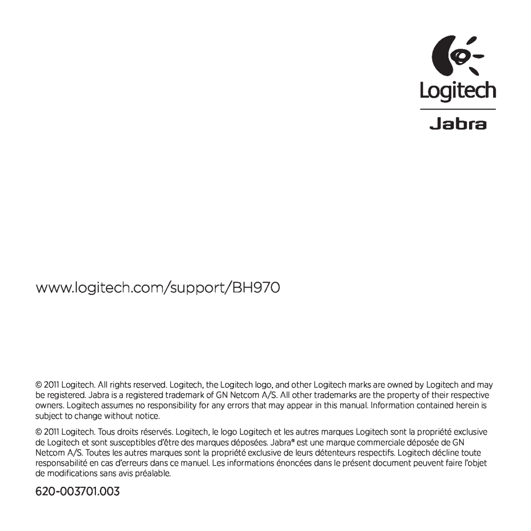 Logitech BH970 manual 