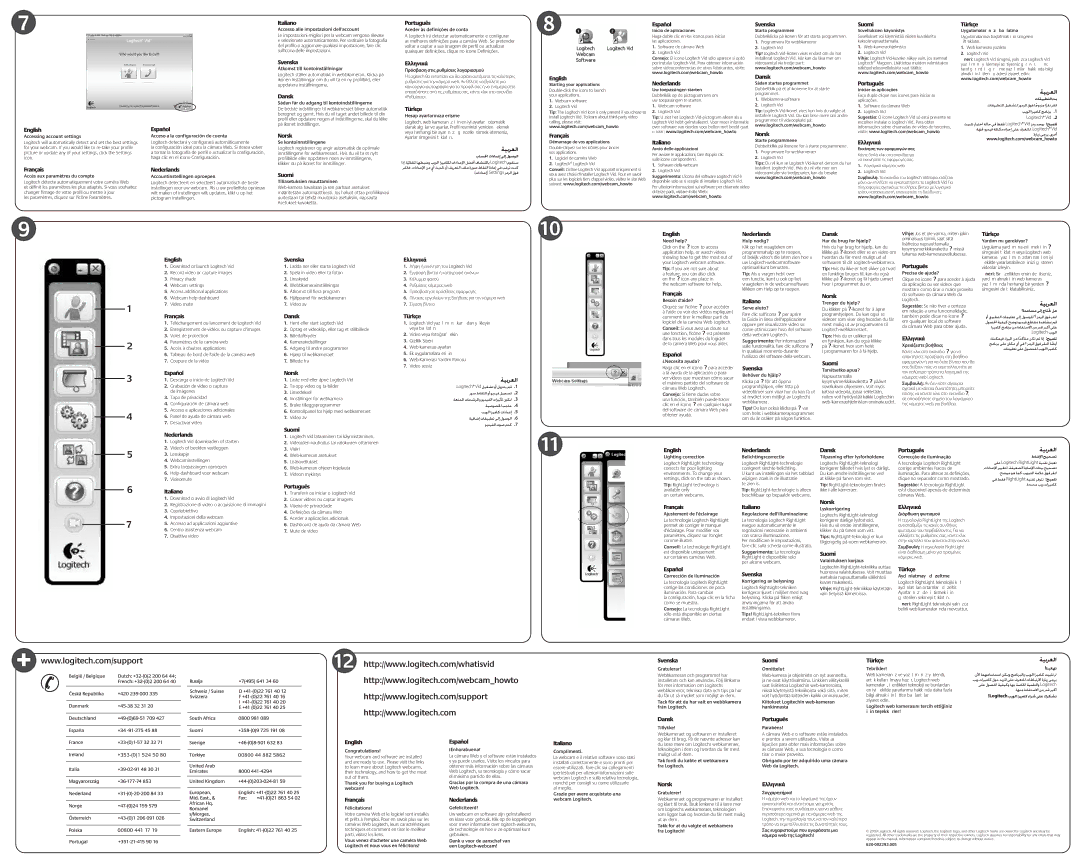 Logitech C120 quick start English Español, Français Nederlands, Norsk Ελληνικά 