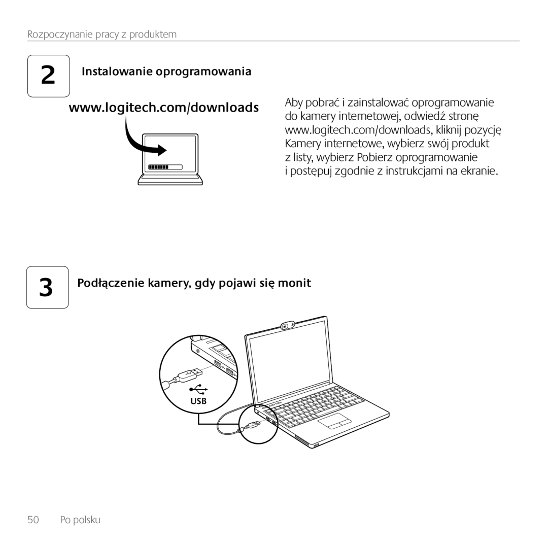 Logitech C170 manual Instalowanie oprogramowania, Postępuj zgodnie z instrukcjami na ekranie 