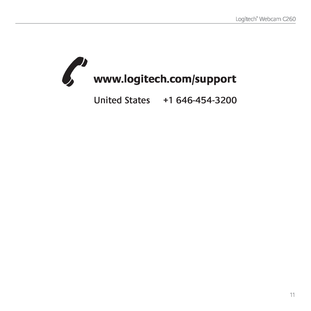 Logitech manual United States +1, Logitech Webcam C260 