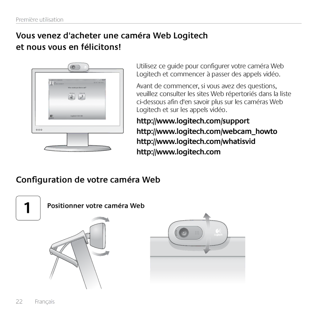 Logitech C270 manual Configuration de votre caméra Web 