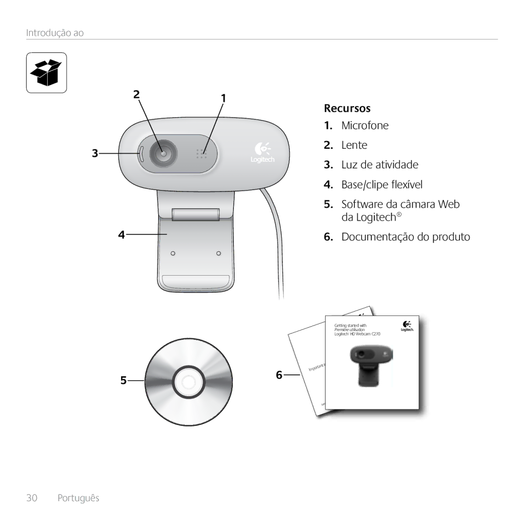 Logitech C270 manual Recursos 