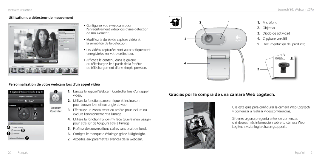 Logitech C270 manual Gracias por la compra de una cámara Web Logitech 