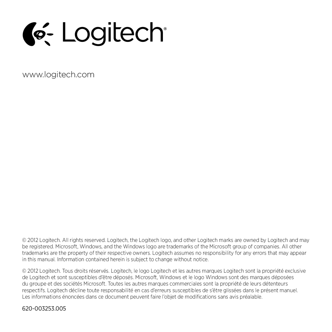 Logitech C290 manual 620-003253.005 