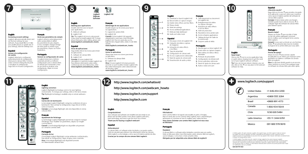 Logitech C500 Starting your applications, Démarrage de vos applications, ¿Necesita ayuda?, Besoin daide?, La caméra web 