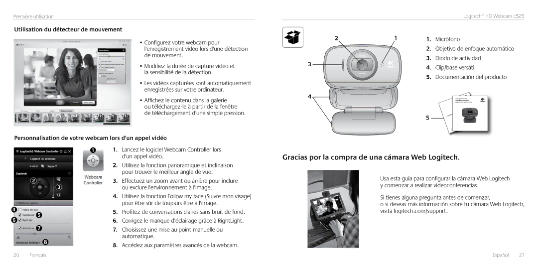 Logitech C525 manual Gracias por la compra de una cámara Web Logitech 