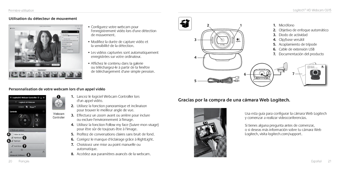 Logitech C615 manual Gracias por la compra de una cámara Web Logitech 