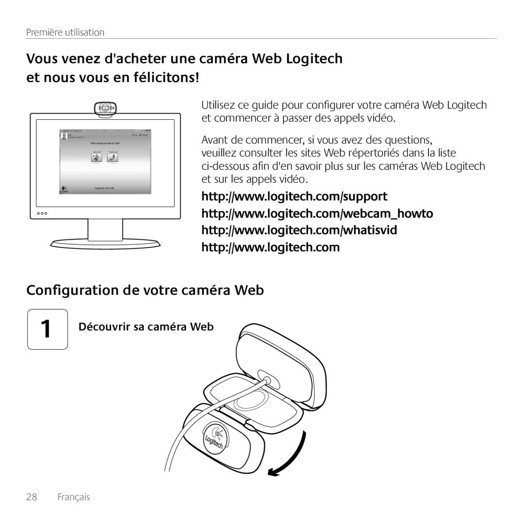 Logitech C615 manual Configuration de votre caméra Web, 1 Découvrir sa caméra Web 