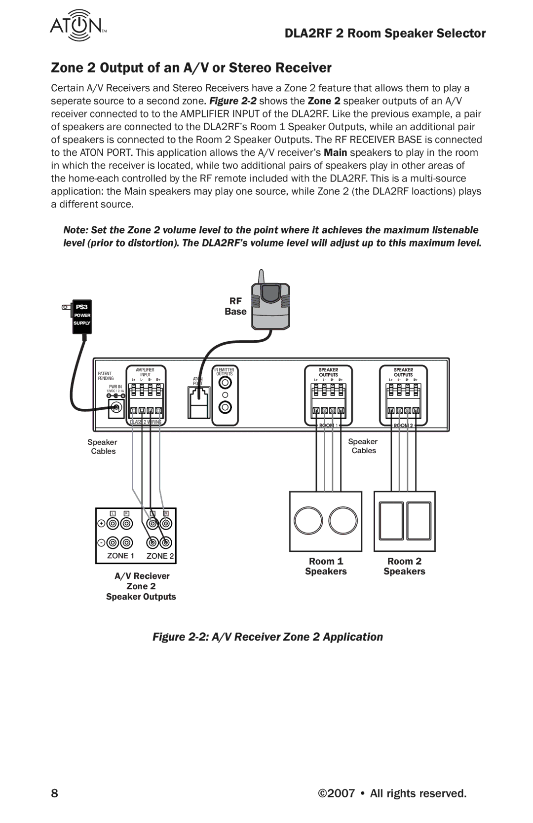 Logitech DLA2RF manual Zone 2 Output of an A/V or Stereo Receiver, A/V Receiver Zone 2 Application 