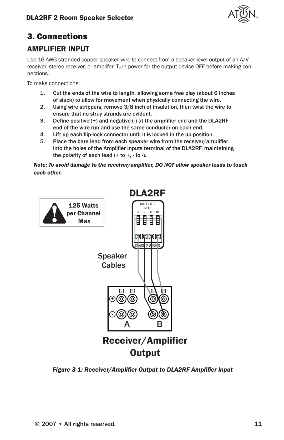 Logitech DLA2RF manual Connections, Amplifier Input 