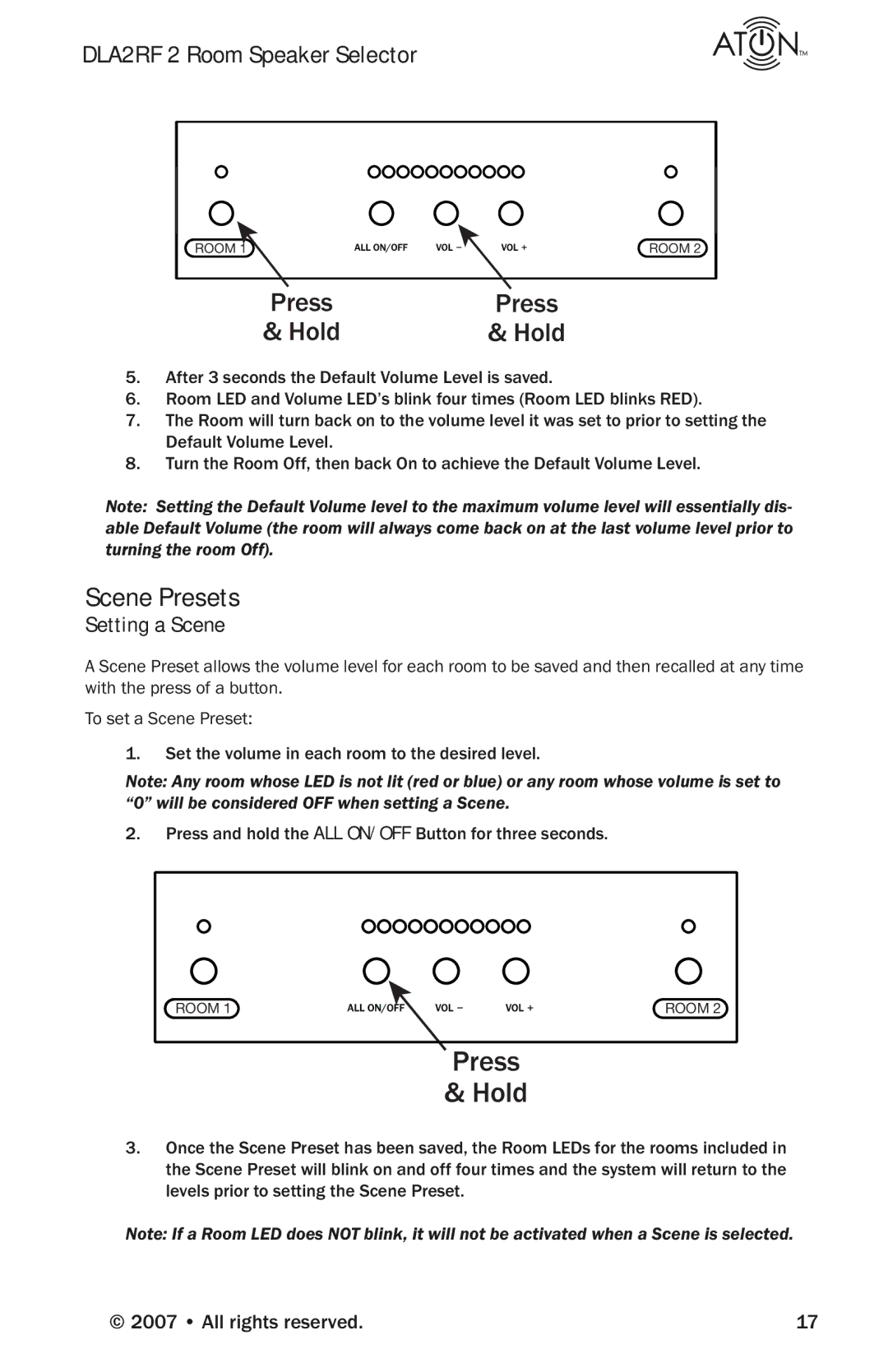 Logitech DLA2RF manual Scene Presets, Setting a Scene 