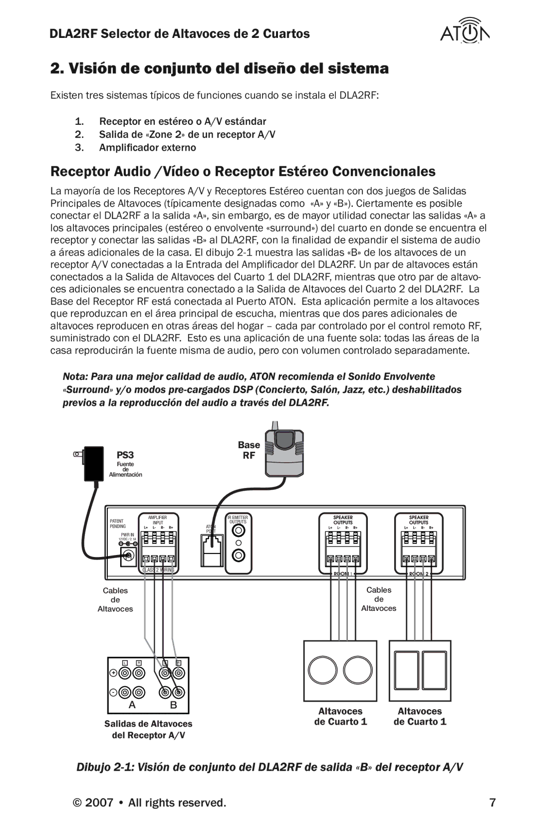 Logitech DLA2RF manual Visión de conjunto del diseño del sistema, Receptor Audio /Vídeo o Receptor Estéreo Convencionales 