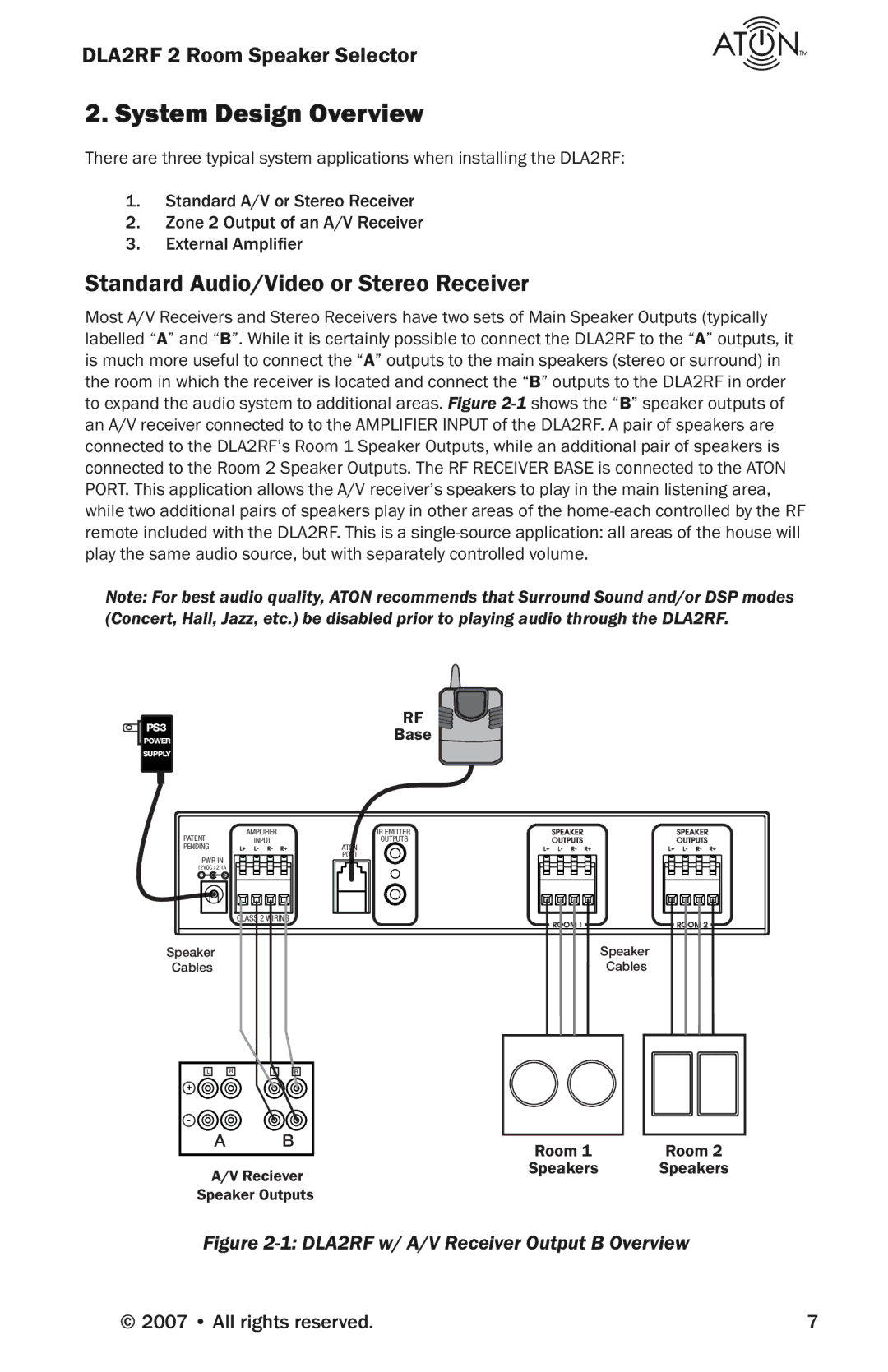 Logitech DLA2RF manual System Design Overview, Standard Audio/Video or Stereo Receiver 